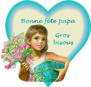 Gif animé bonne fête papa gros bisous fille